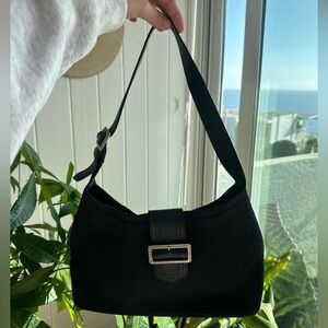 Vintage Burberry Black Shoulder Bag Classic Canvas and Leather Y2K